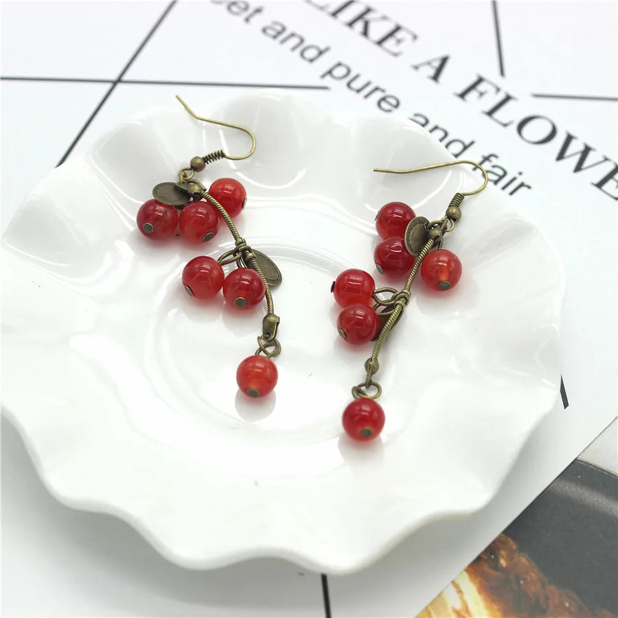 Trending Jewelry Fashion Jewelry For Women Korean Pop Red Cherry Cute Drop Earring