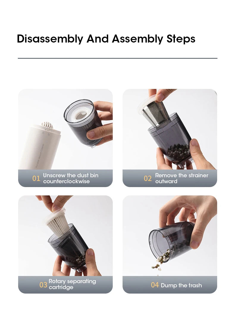Multi-Functional Mini Wireless Handheld Car Vacuum with Strong Suction Low Noise Portable Essential for Home and Car