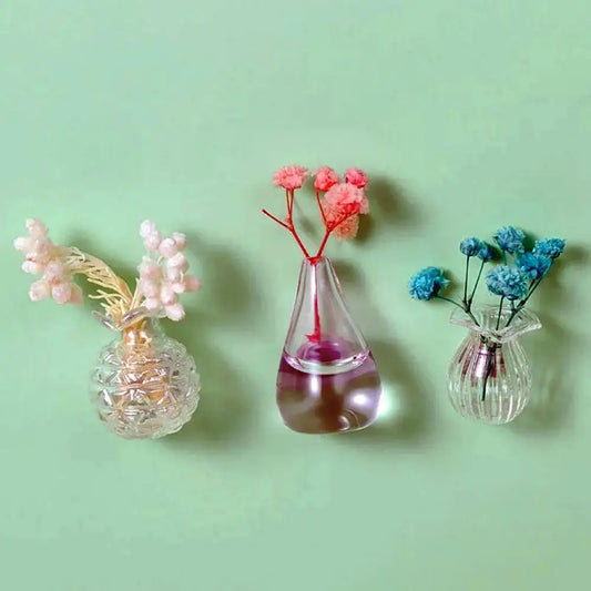 Durable Mini Vase Magnet 3d Miniature Flower Vase Decoration for Home Office Kitchen Glass Vase Refrigerator Decor Ornament Mini
