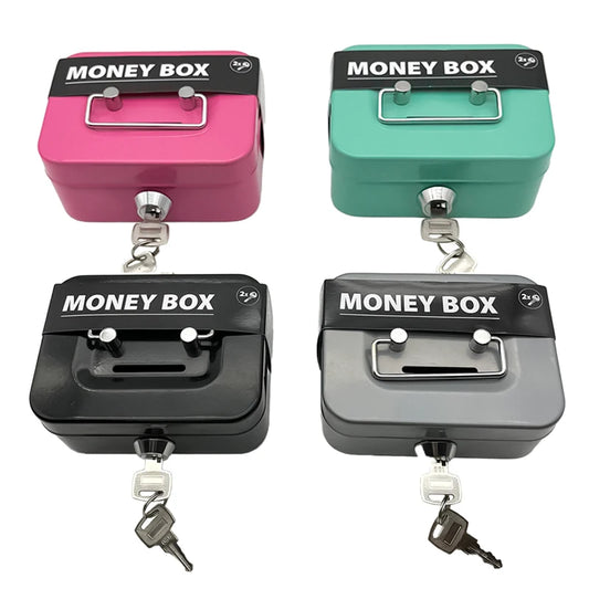Portable Piggy Box Made Of Metal Small Security Lock Box Sturdy Coin Boxes Money Safe Box Lockable Cash Box With Key For Kids