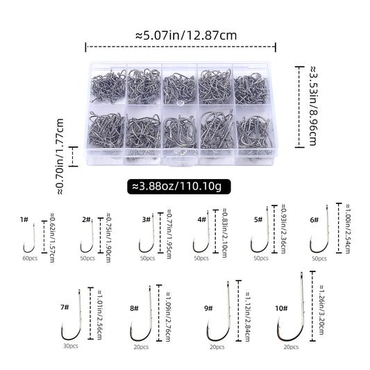 400pcs boxed long handle hook double back thorn hook Dezhou fishing group soft bait soft worm hook high carbon steel