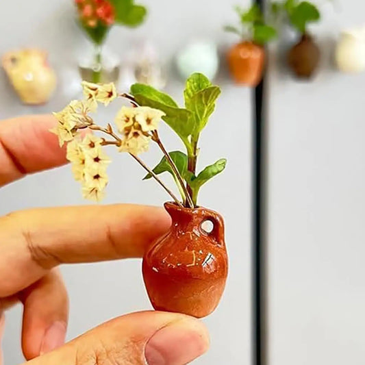 8Pcs Mini Ceramic Vases Magnets Set Strong Magnetic Bud Vases for Fridge Decoration And Office Use No Plant Included