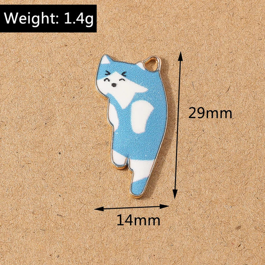 10pcs Cute Enamel Cartoon Animal Cat Charms Pendants for Necklace Earrings DIY Bracelet Handmade Jewelry Making Accessories