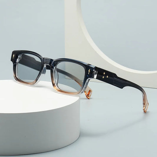 SHAUNA Retro Rivets Sunglasses Brand Designer Trending Rectangle Sun Glasses UV400
