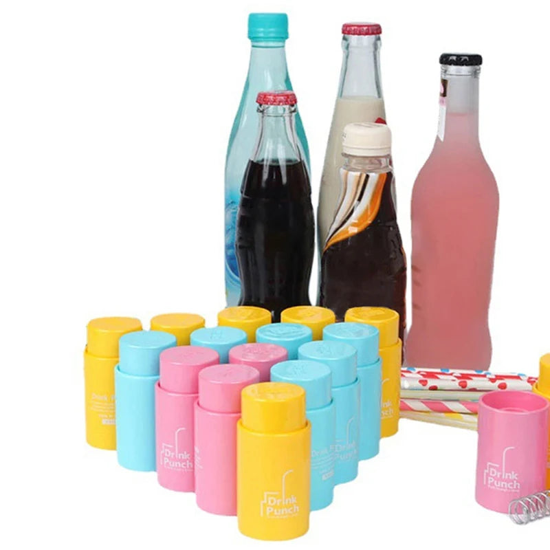 Bottle Opener Tools Drink Punch Mini Water Drill Bottle Opener Bottle Cover Hole Punch Opener For Straw For Party Random Color
