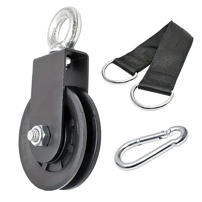 RALCA-Gym Cable Equipment Wheel 360° Rotation Silent Pulley With Hanging Straps& Carabiner Cable Machine DIY Attachment