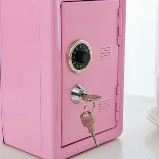 Portable Password Lock Mini Safe Box Anti-Theft Metal Piggy Bank Cabinet Strongbox Valuables Security