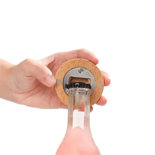 -A89Z Opener Solid Wood Round Beer Opener Cocktail Beer Easy To Open The Lid Gadgets Bar Tools