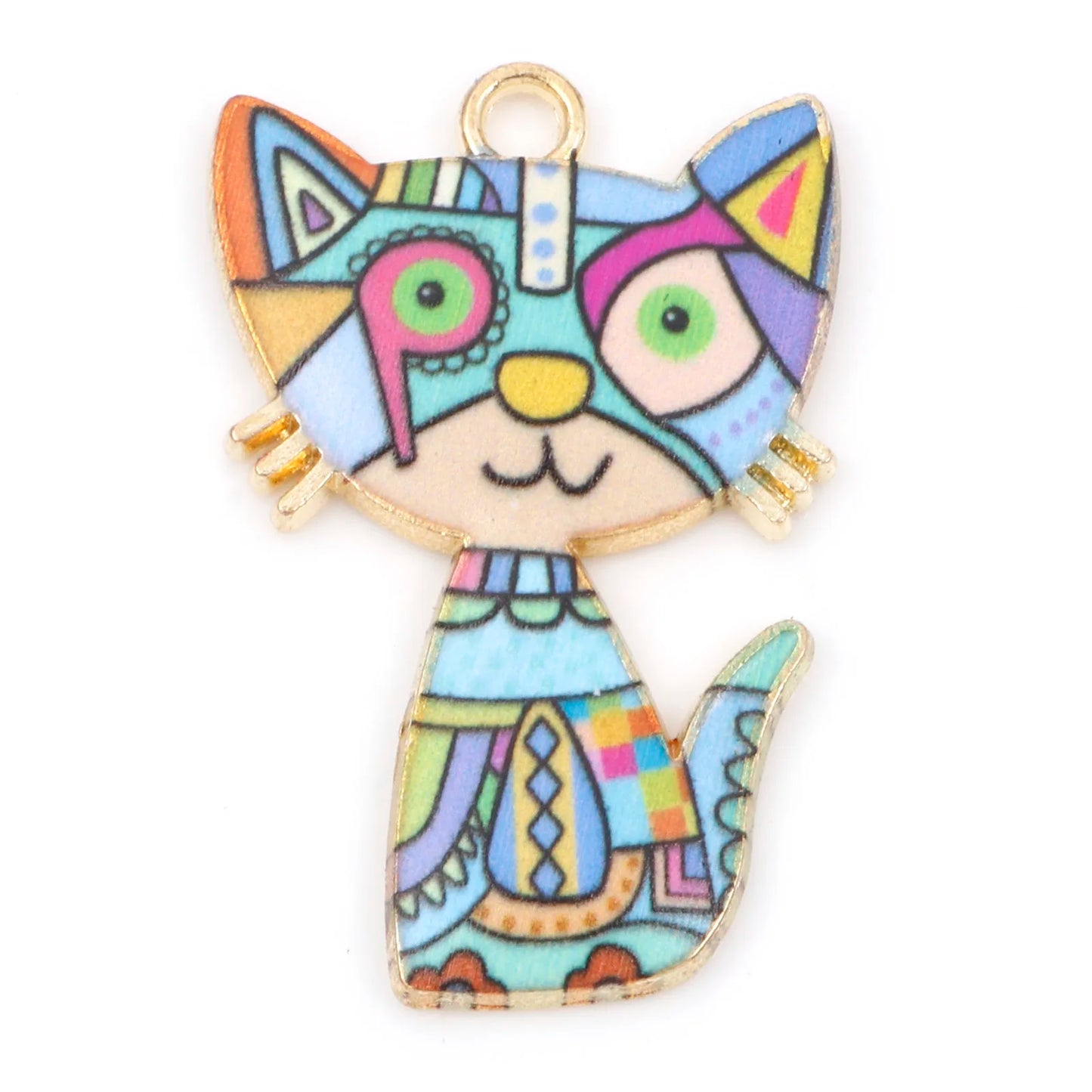 10 PCs Cute Cat Animal Charms Enamel Pendants For DIY Earrings Bracelets Necklaces Jewelry Making Craft Accessories 3cm x 2cm