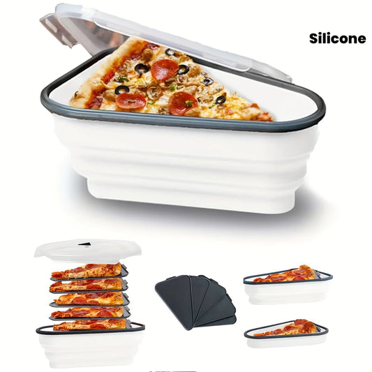 1pc Kitchen Organizers Pizza Slice Food Container With Lids Silicone Reusable Lunch Box Foldable Pizza Slice Storage Holder Save