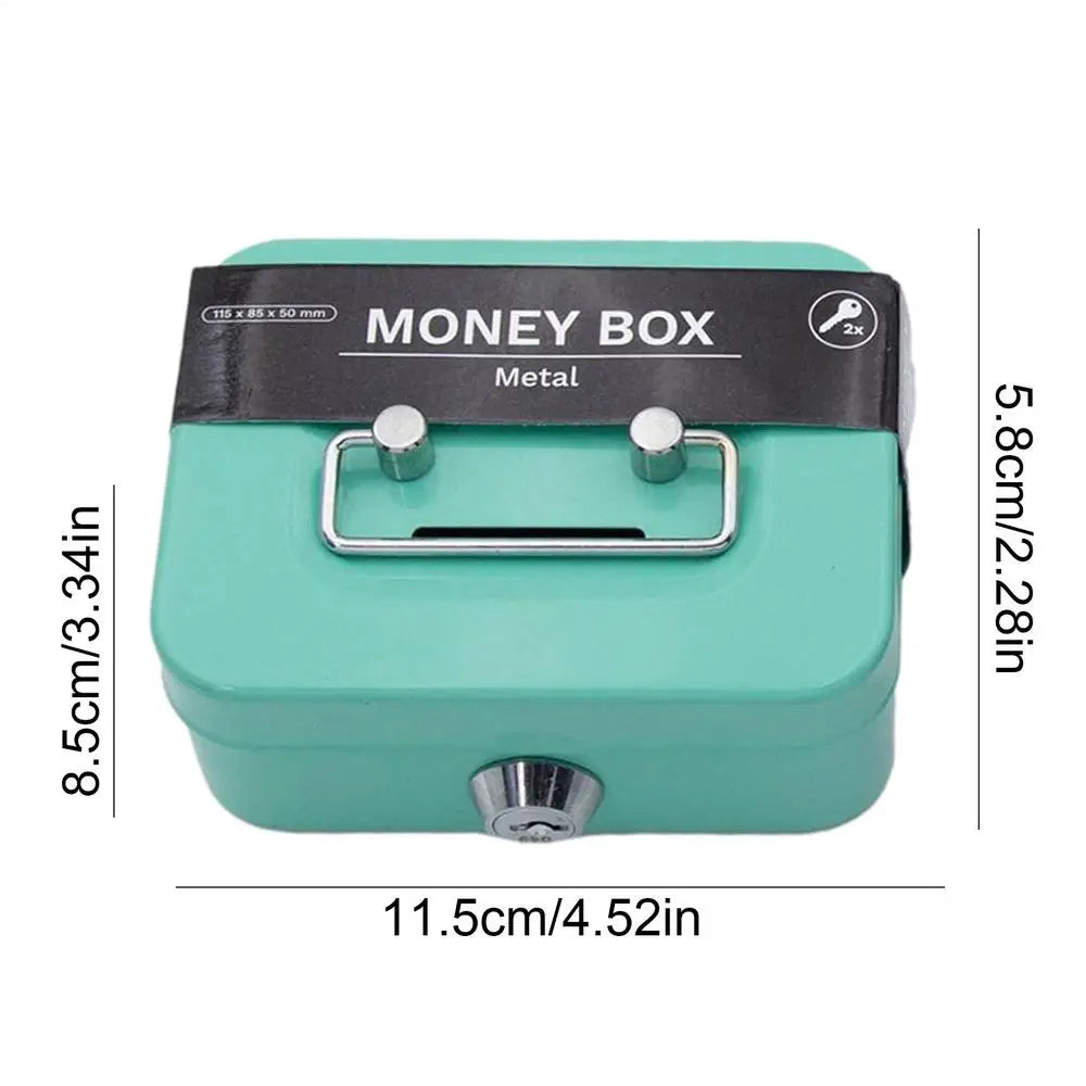 Portable Small Lock Box Security Safe Lock Boxes Mini Metal Cash Box Money Bank Metal Coin Bank Security Box Sturdy Cash Box
