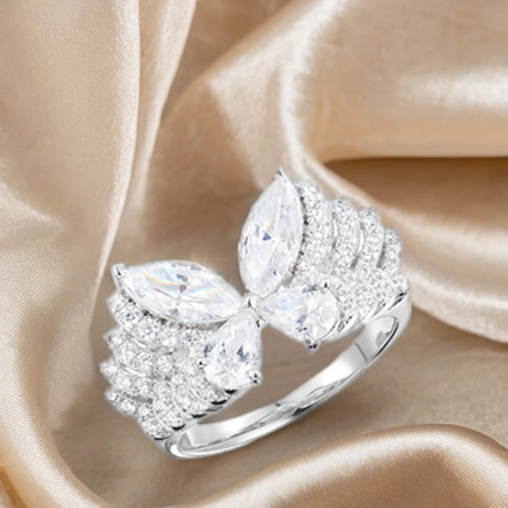 Personalized Multi-Layered Butterfly Animal High Carbon Zircon Jewelry Set Couples Valentine's Day Wedding Fashion Rings