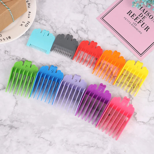 10pcs Hair Limit Comb Set Hair Clipper Guide Combs 1.5/3/4.5/6/10/13/16/19/22/25mm Cutting Guides for Whal Clippers Barber