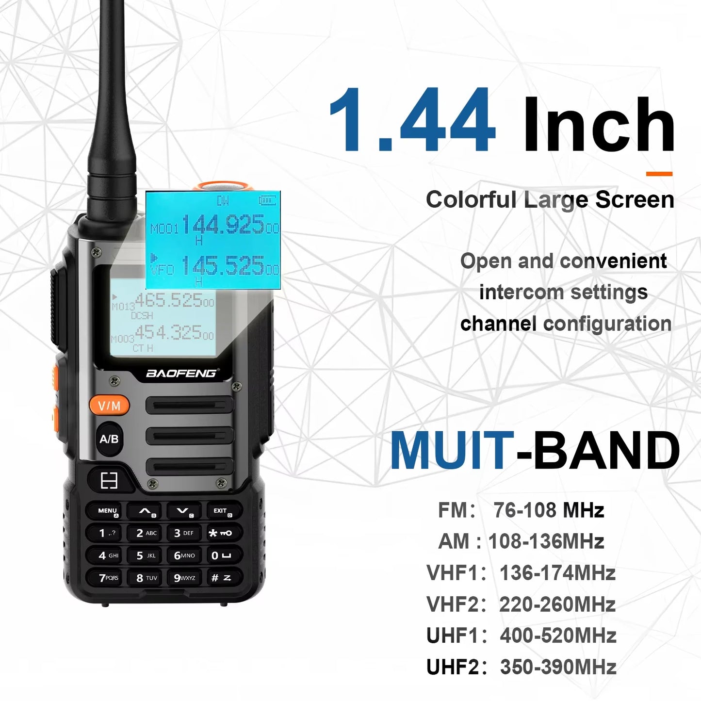 Baofeng UV-K68 Walkie Talkie 5W UV K68 UVK68 Two Way Radio Full Band Receiving UVK6 K6 Type C Charge Air Band DTMF NOAA
