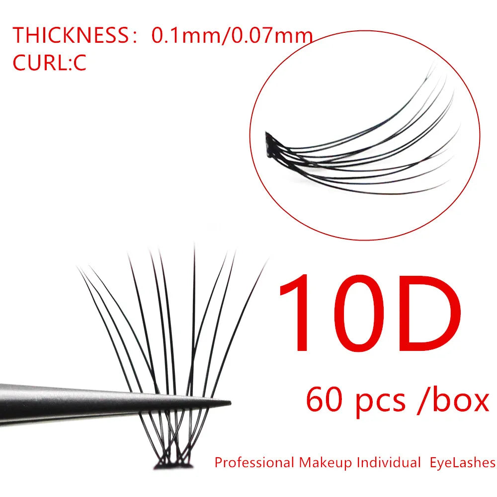 1box/60 Bundles,10D 0.1/0.07mm Thickness Individual Eyelash Extensions eyelashes Cluster Lashes, Natural False Eyelashes Bundles