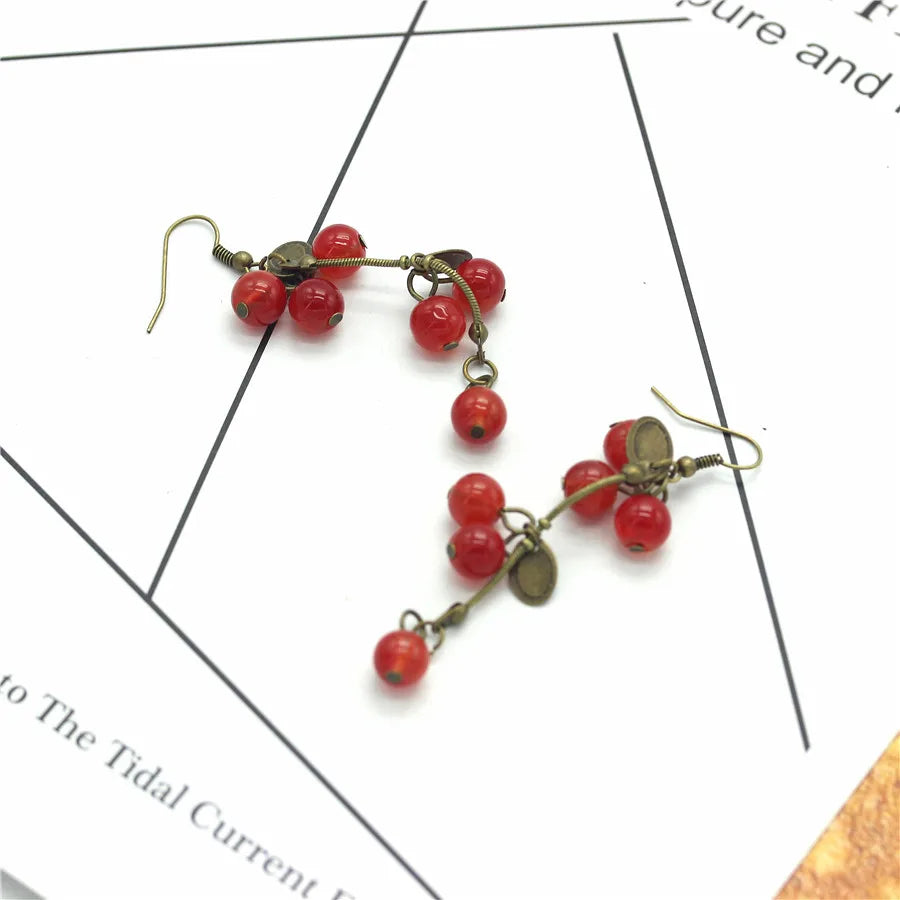 Trending Jewelry Fashion Jewelry For Women Korean Pop Red Cherry Cute Drop  Earring