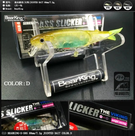 Bearking Brand 1PC AS-S85 Hard Fishing Lures Minnow  9cm 7.2g Artificial Baits Deep Diving Wobblers Fishing Tackles