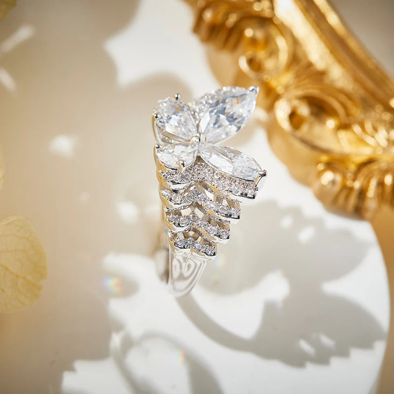 Personalized Multi-Layered Butterfly Animal High Carbon Zircon Jewelry Set Couples Valentine's Day Wedding Fashion Rings