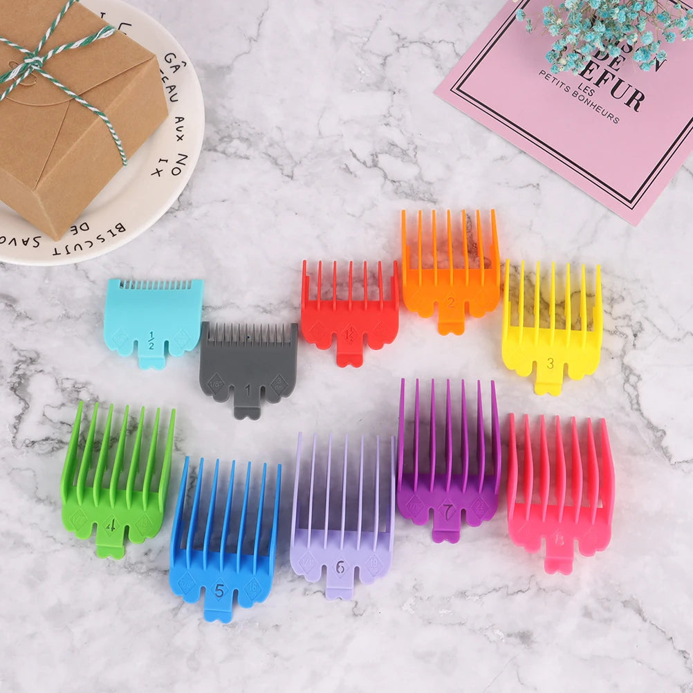 10pcs Hair Limit Comb Set Hair Clipper Guide Combs 1.5/3/4.5/6/10/13/16/19/22/25mm Cutting Guides for Whal Clippers Barber