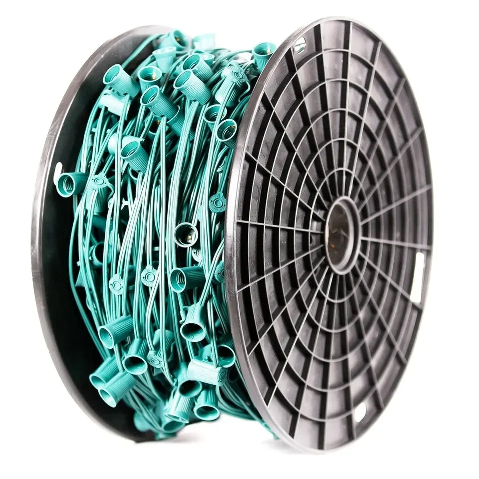 UL Commercial C9 Christmas LED Lights 1000ft 12" Spacing Lights C9 Light Spool SPT-1 C9 Socket C9 Light Strand