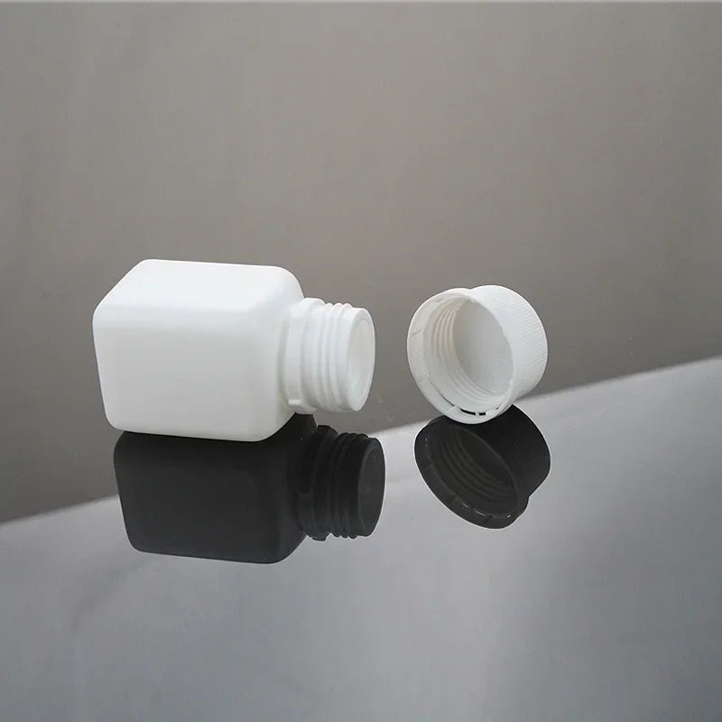 10/20/30/50/100pcs 30cc 30ml Plastic HDPE White Square Pill Bottles Empty Medicine Capsule Tablet Bottle with Tamper Proof Cap
