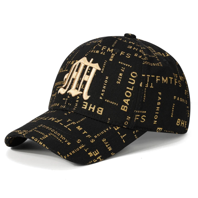 Trending Typography - printed Baseball Cap with Embroidered Logo - A Fashion - forward Headpiece