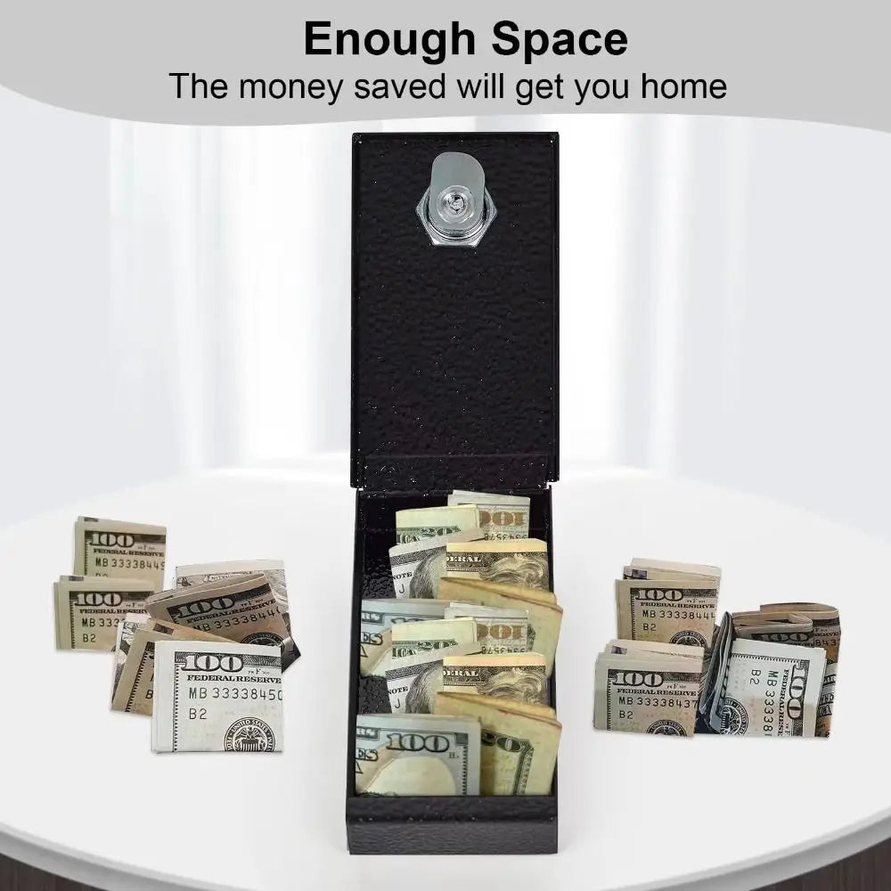 Portable Metal Cash Box with Key Reusable Money Safe Pocket Sized Mini Lock Box