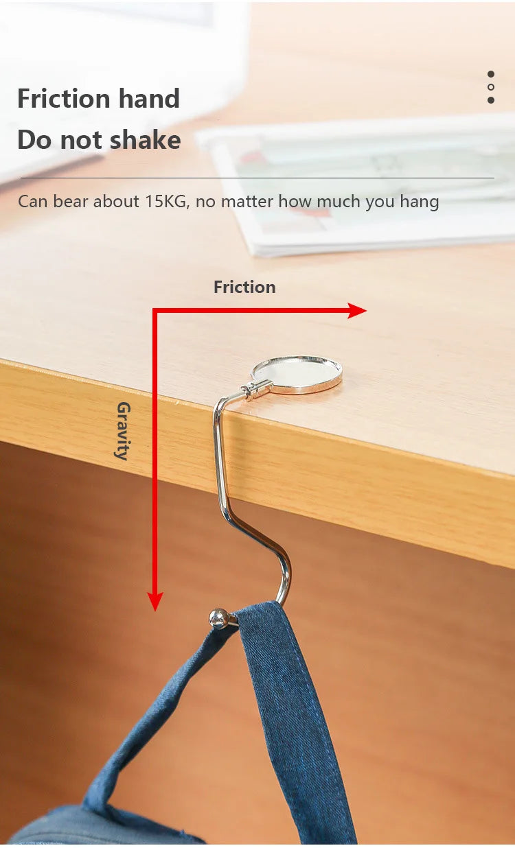 1PCS Portable Folding Bag Hook Hanger Purse Handbag Holders Foldable Table Hook Women Handbag Organizer Office Desk Side hook