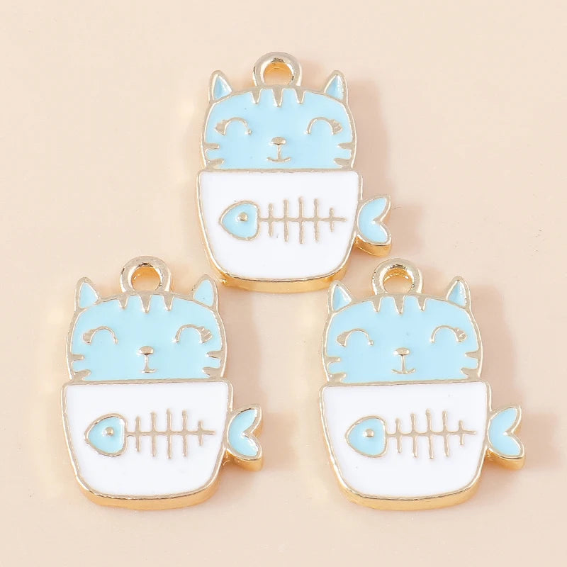 20pcs Cartoon Animal Charms Enamel Cat Charms Pendants for Jewelry Making Drop Earrings Necklaces Bracelets Accessories DIY Gift