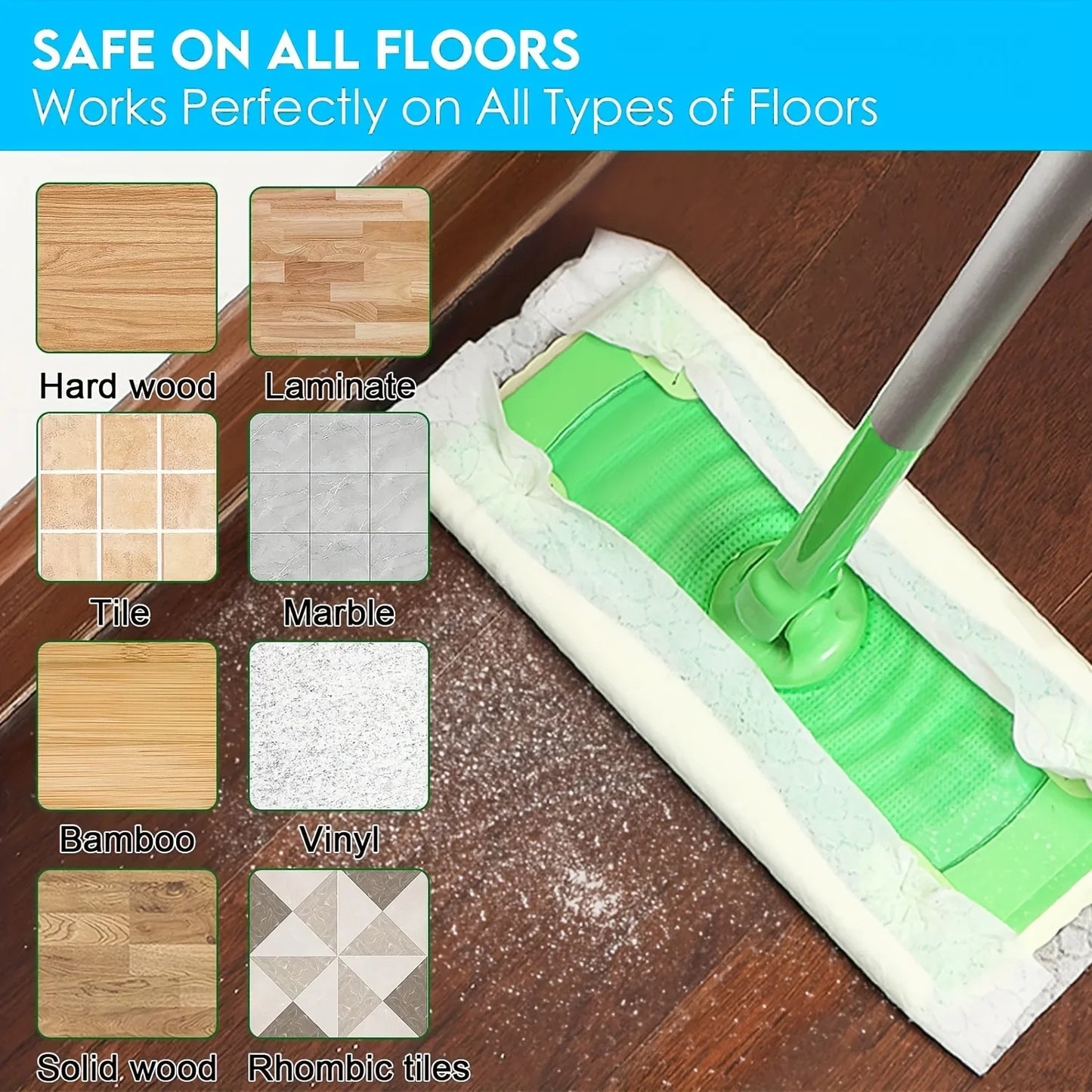 100 Pcs Of Dust Removal Paper Disposable Household Dust Removal Cloth Electrostatic Mop Pad Floor Tile Floor Cleaning Supplies