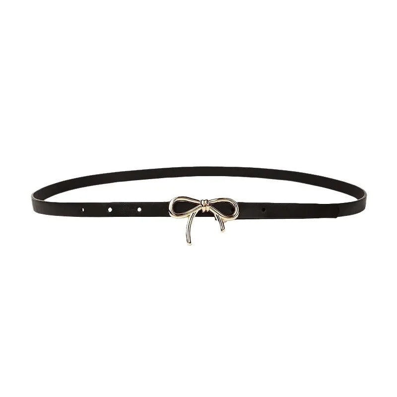 Bow Detail Bowknot Element Versatile Skinny Belt Candy-Colored Belt Trending Accessory