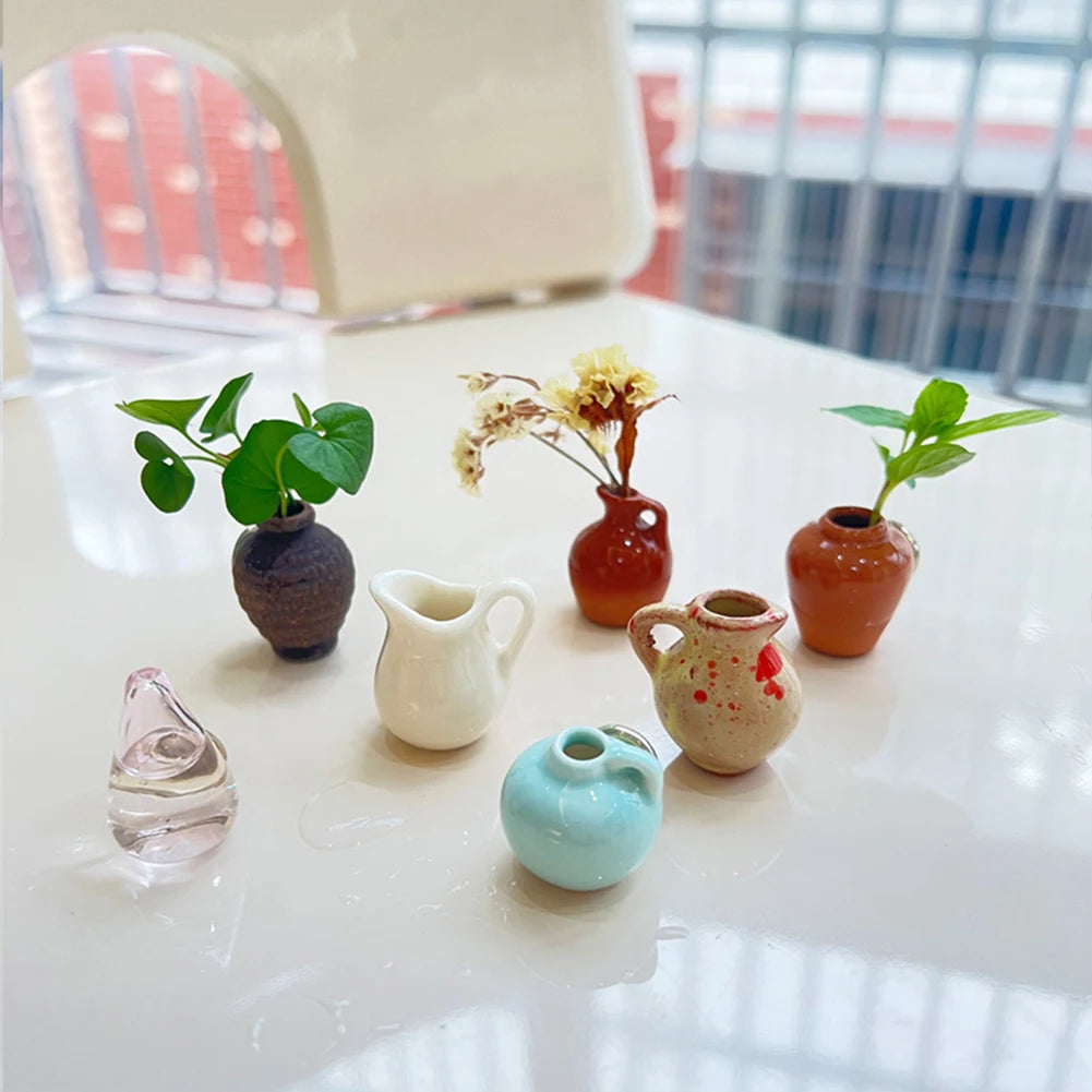 8 Mini Magnetic Vases-for Decorative Small Fridge Magnets Ideal for Kitchens,Offices and Lockers,Vase Decorations(Random Style)