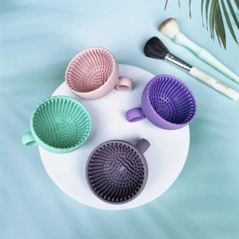 Makeup Brush Cleaner Folding Powder Puff Cleaning Bowl Eyeshadow Brushes Wash Clean Mat Beauty Tools Soft Silicone Scrubber Box