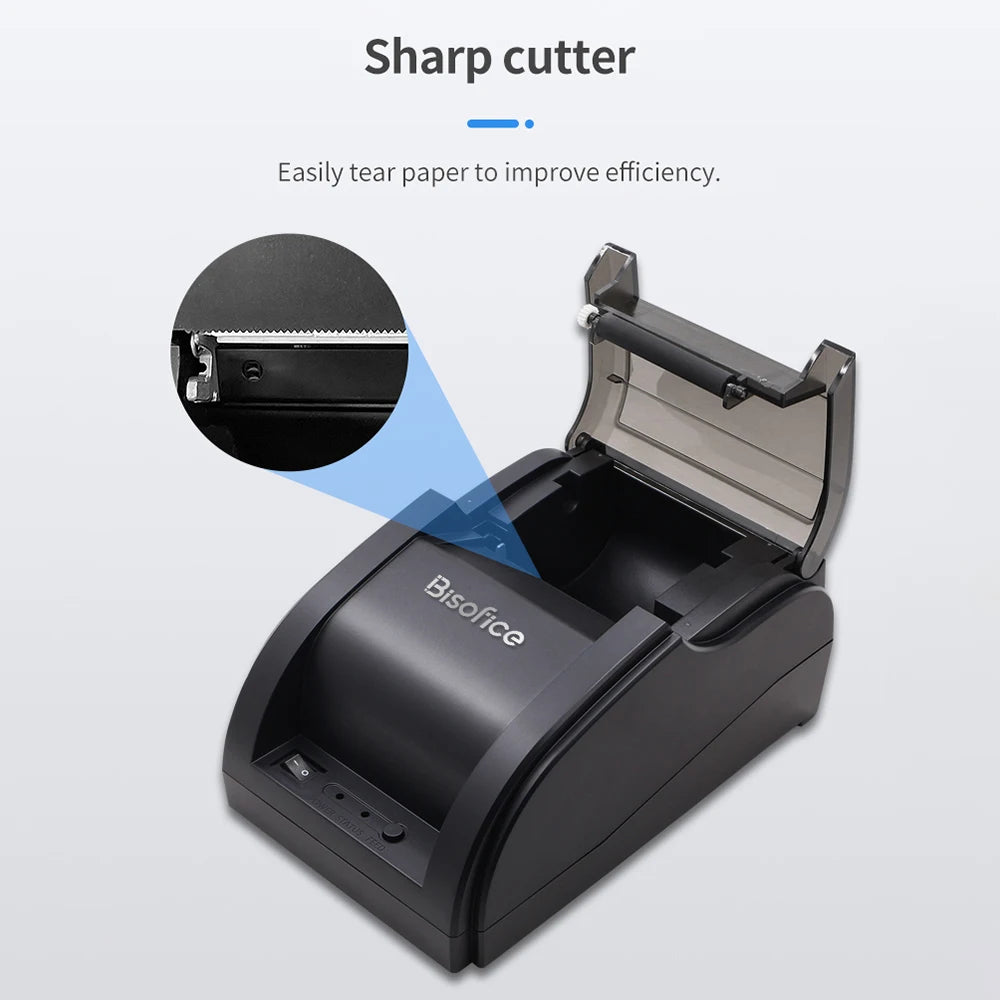 Wireless Barcode Printer USB BT Printer 58mm Desktop Thermal Receipt Printer with 1 Roll Paper Inside Support ESC Command