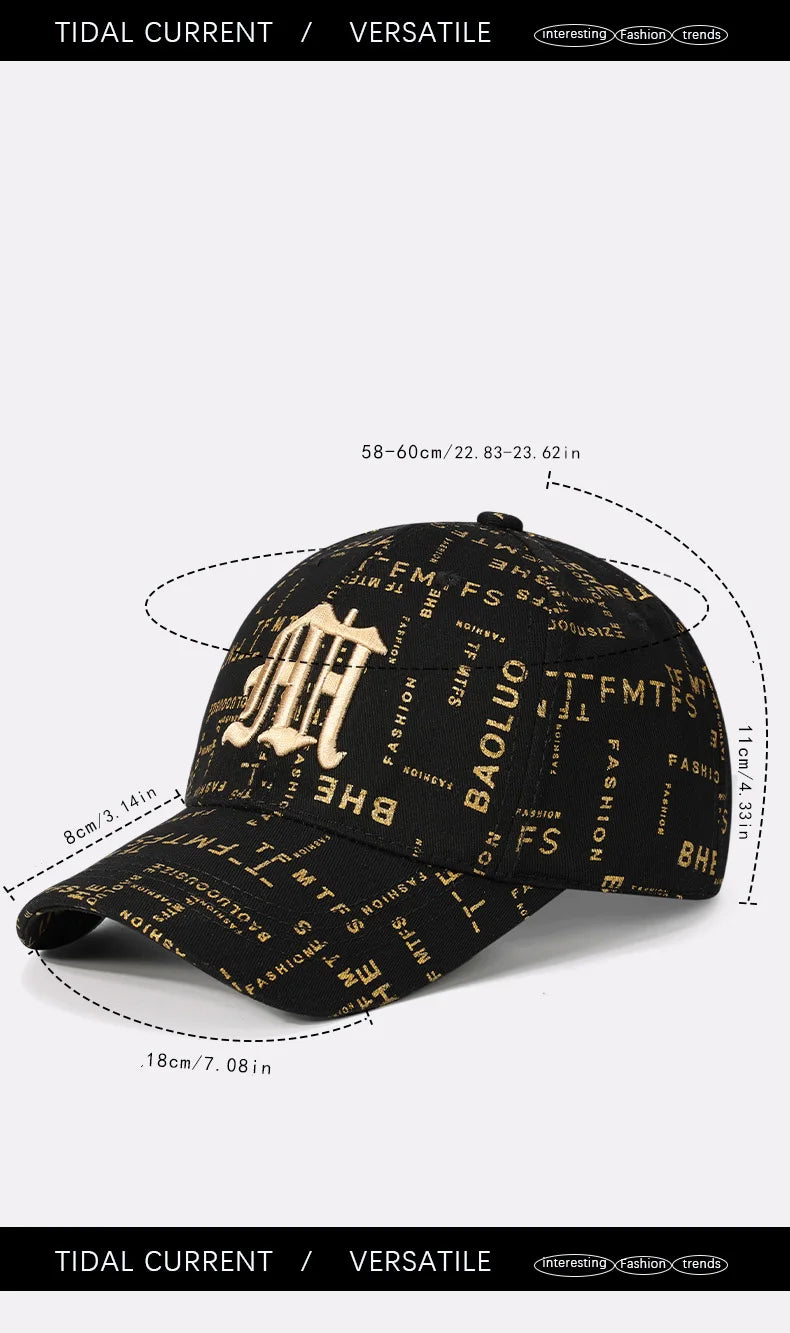 Trending Typography - printed Baseball Cap with Embroidered Logo - A Fashion - forward Headpiece