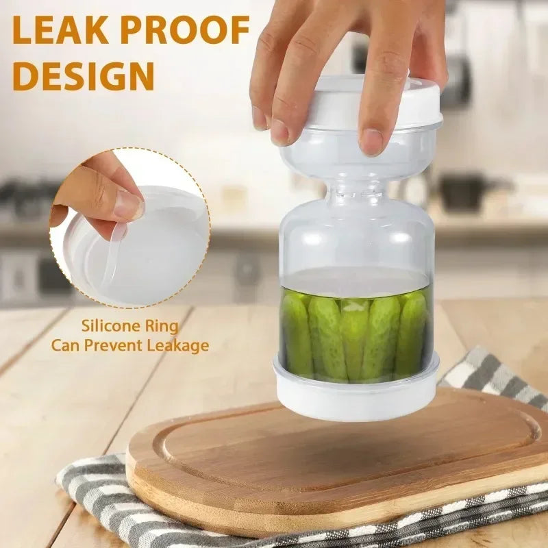 Pickle Jar Pickle Container Pickle and Olive Hourglass Jar Juice Separator Jar with Airtight Lid for Jalapeno Gherkin BPA Free