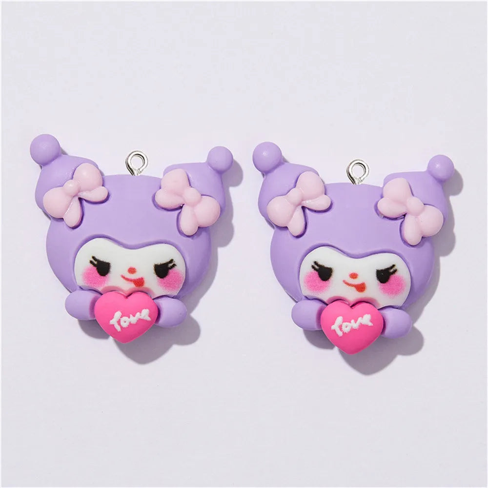 10Pcs Cartoon Dog Cat Animal Charm Pendants Earring Necklace Jewelry Accessories Car Keychain Friend Gift DIY Handmade Ornaments