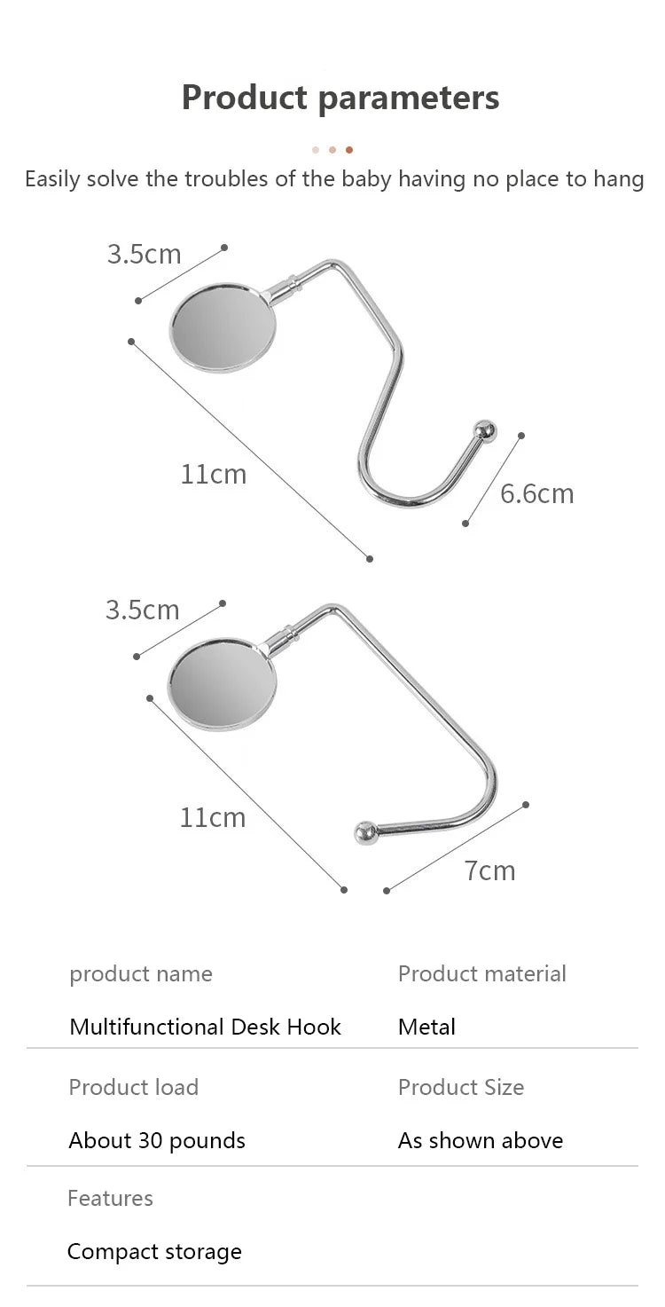 1PCS Portable Folding Bag Hook Hanger Purse Handbag Holders Foldable Table Hook Women Handbag Organizer Office Desk Side hook