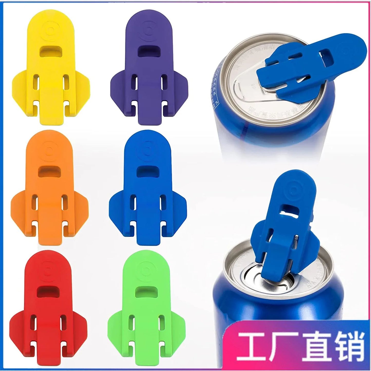 6pcs Sodas Can Opener Manual Reusable Opener for Coke Beer Soda Drink Aluminum Beverage Can Top Ring Opener Tools Easy to Use