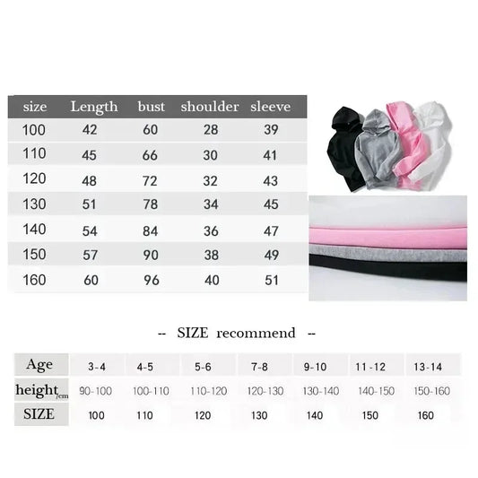 Girl Pattern Printing New Sweet Girl Print Cute Sweatshirts Girls GYM Lover  Top Thick Clothes Kids  Hooodie Sweater Tops