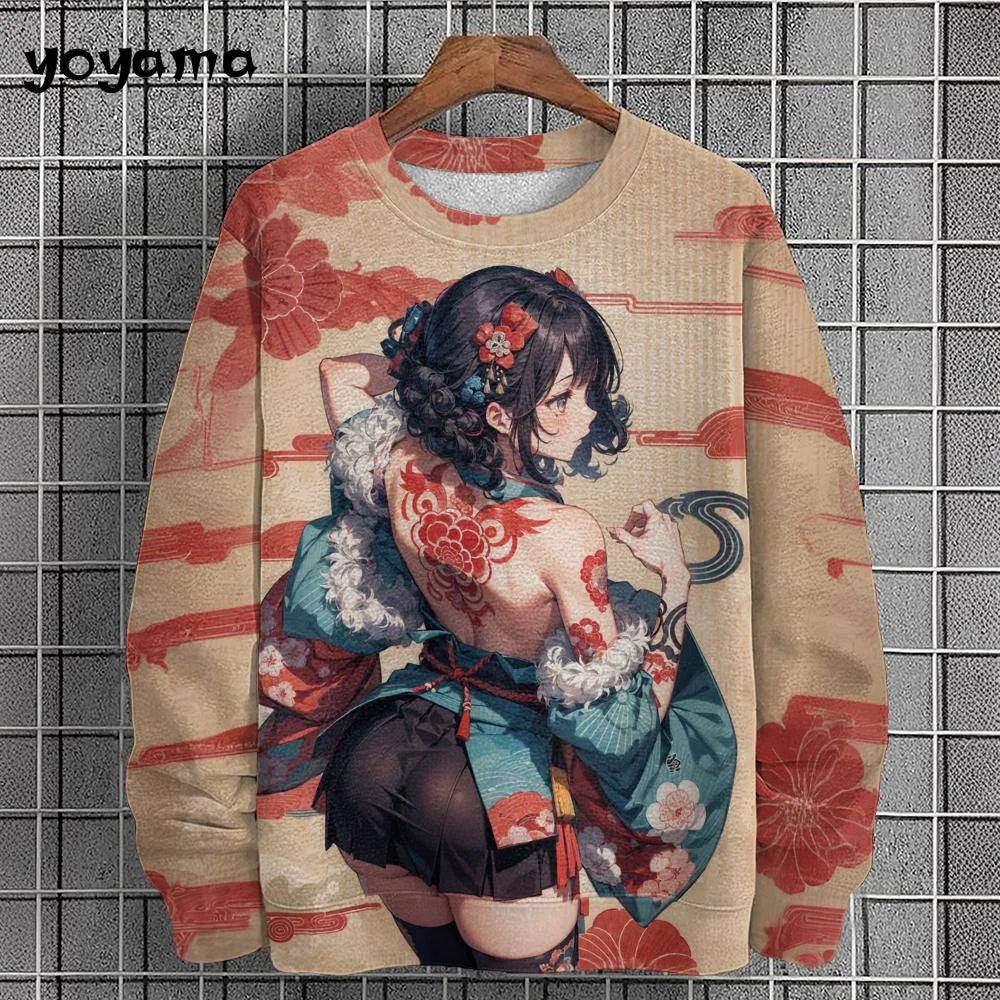 Anime Girl Men's Sweatshirt Autumn Fashion Men Clothing Top Casual Sweatshirts for Men Long Sleeve New in Hoodies Sweatshirts