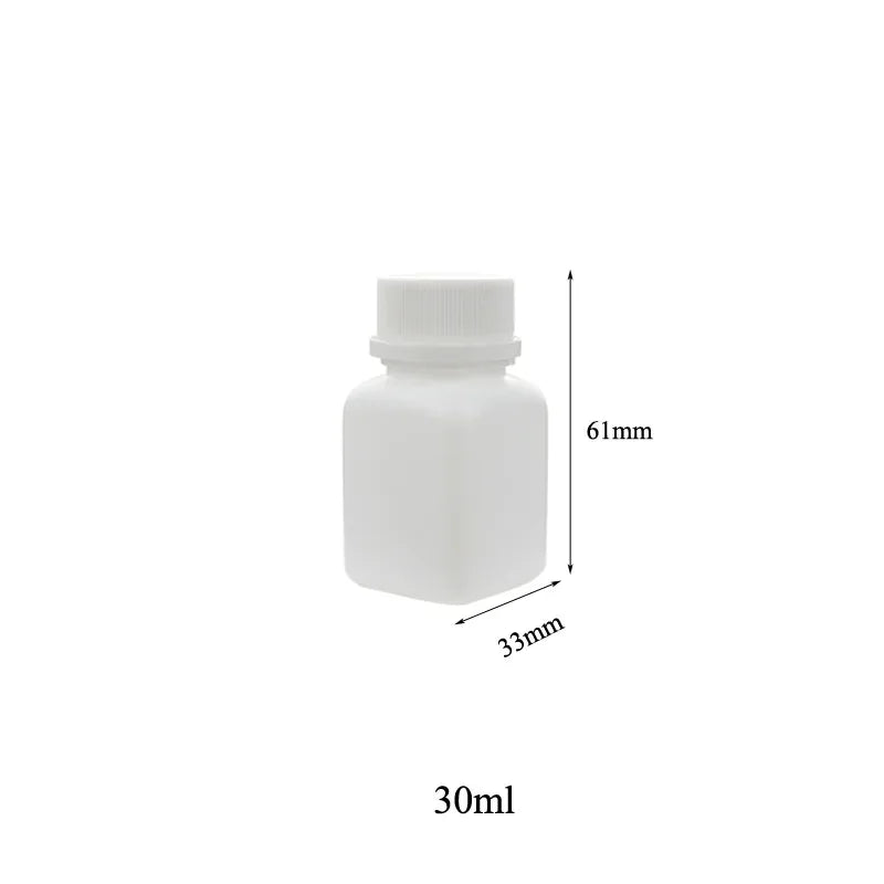10/20/30/50/100pcs 30cc 30ml Plastic HDPE White Square Pill Bottles Empty Medicine Capsule Tablet Bottle with Tamper Proof Cap