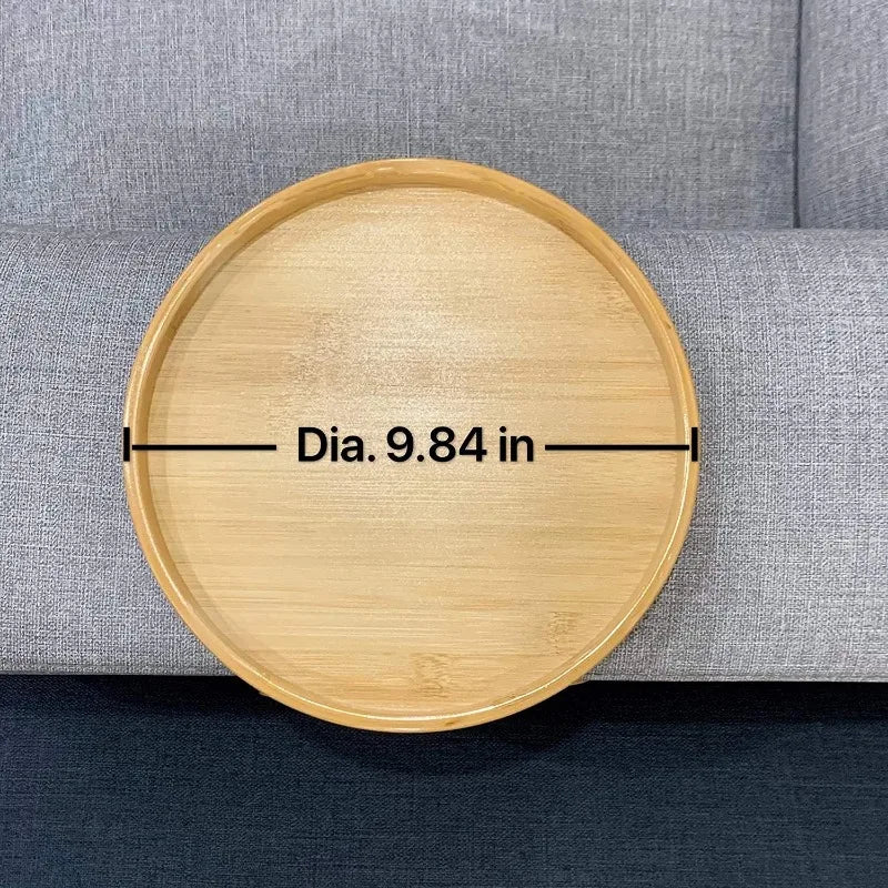 Wooden Sofa Armrest Tray Circular Clip on Breakfast Tray Home Use Foldable Sofa Side Table Snack Tray Integrated Storage Tray