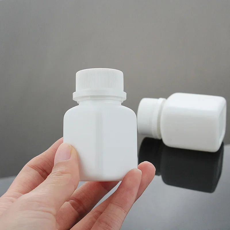 10/20/30/50/100pcs 30cc 30ml Plastic HDPE White Square Pill Bottles Empty Medicine Capsule Tablet Bottle with Tamper Proof Cap