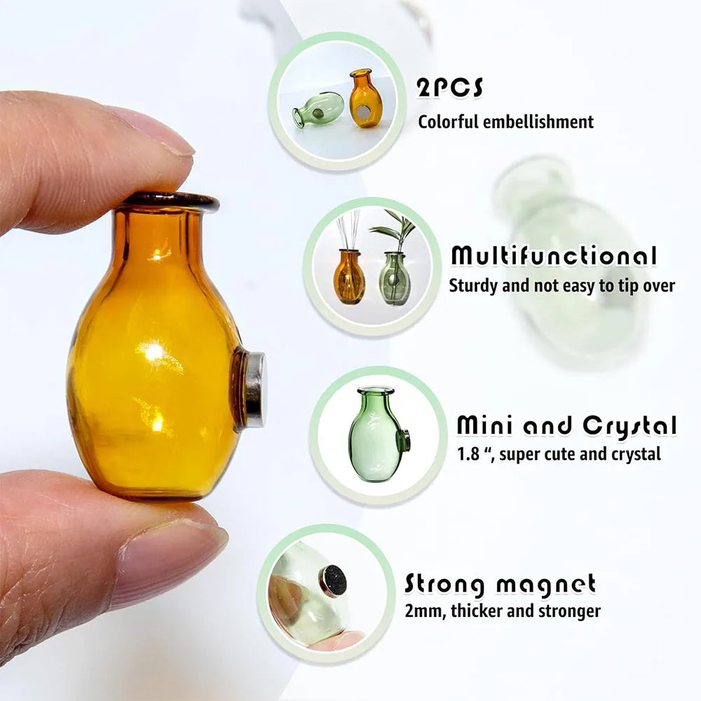 1Pc Cat Whiskers Mini glass Vases Magnetic Tiny Vases Refrigerator Decor Small Plant Kitchen Office Cat Dog Whisker Holder gift
