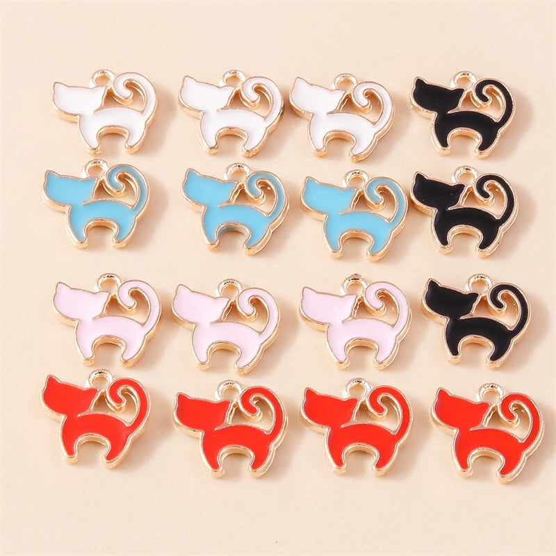 20pcs Cartoon Animal Charms Enamel Cat Charms Pendants for Jewelry Making Drop Earrings Necklaces Bracelets Accessories DIY Gift