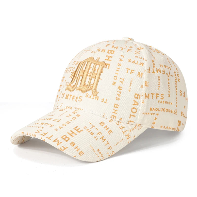Trending Typography - printed Baseball Cap with Embroidered Logo - A Fashion - forward Headpiece