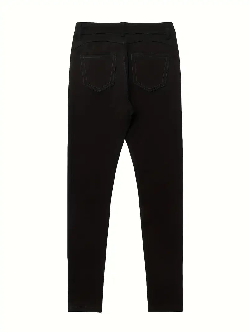 Women Jeans Plus Size High WaistedBlack Slim Fit with Button Detail Jeans Stylish Women's Bottoms Trending Now