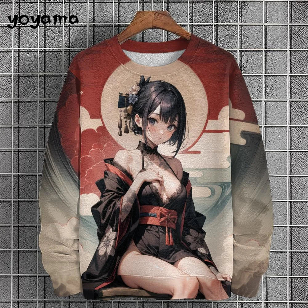 Anime Girl Men's Sweatshirt Autumn Fashion Men Clothing Top Casual Sweatshirts for Men Long Sleeve New in Hoodies Sweatshirts