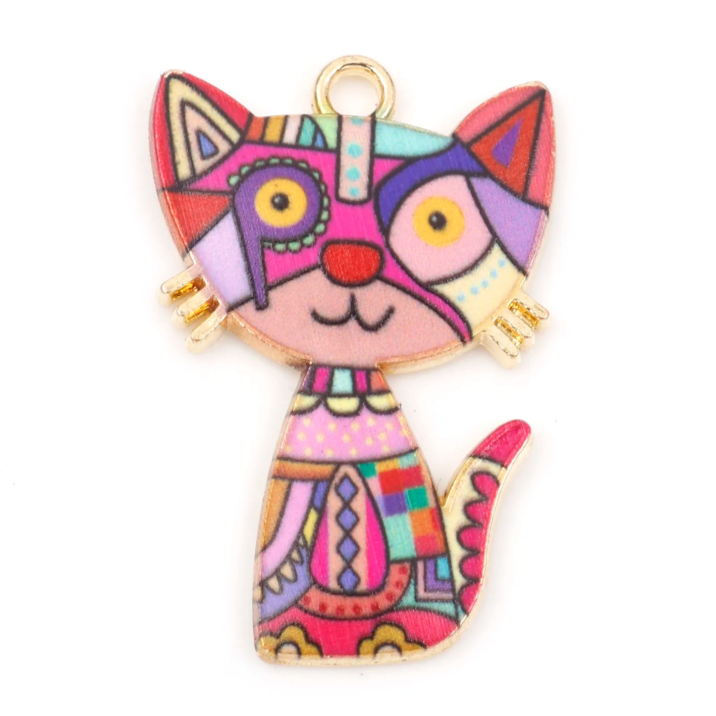 10 PCs Cute Cat Animal Charms Enamel Pendants For DIY Earrings Bracelets Necklaces Jewelry Making Craft Accessories 3cm x 2cm